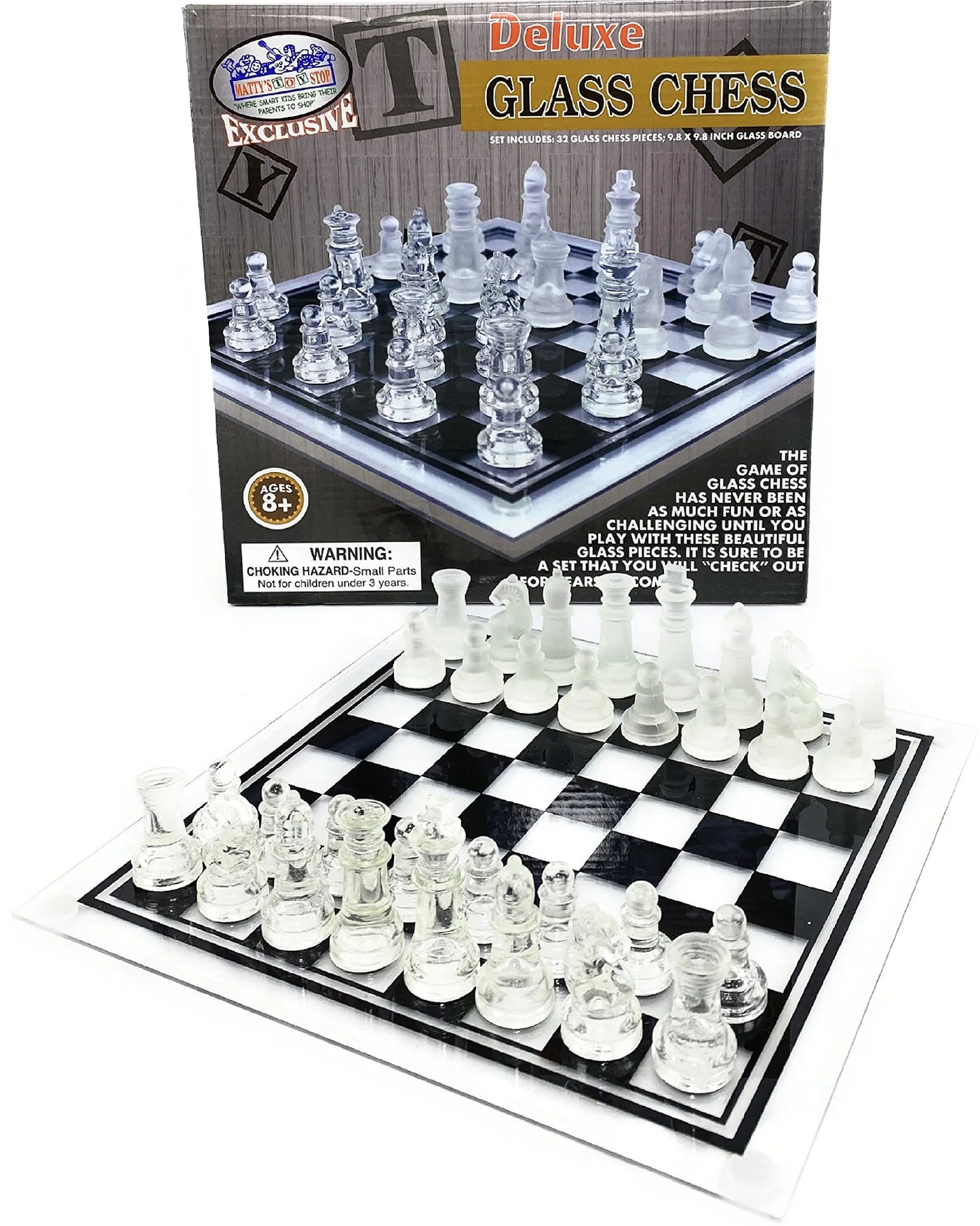 Frosted Elegance Glass Chess Set 10-Inch